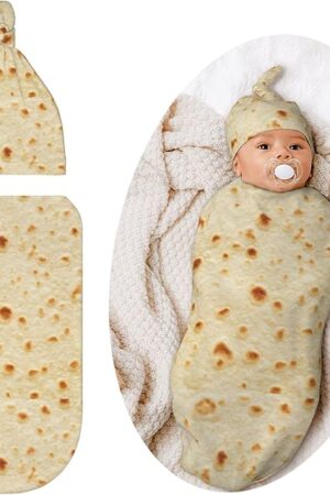 Burrito Newborn Swaddle Blanket for Baby, Soft Sleeping Bag Sack Swaddling Funny Costume Stuff, Tortilla