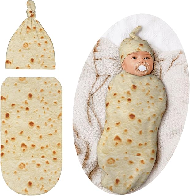 Burrito Newborn Swaddle Blanket for Baby, Soft Sleeping Bag Sack Swaddling Funny Costume Stuff, Tortilla