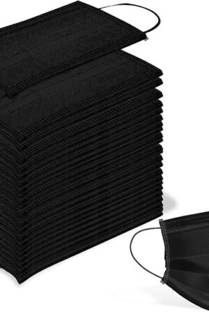 Wecolor Disposable 3 Ply Earloop Face Masks, Suitable for Home, School, Office and Outdoors (Black)