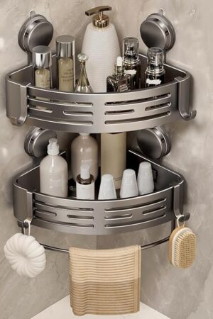 VOLPONE Corner Shower Caddy Bathroom Shower Organizer 2-Pack Gray