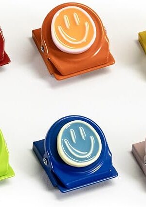6Pcs Fridge Magnets Refrigerator Magnets, Colorful Resin Happy Faces Magnetic Clips for Whiteboard Locker Classroom Magnets Teacher Must Haves School Supplies Accessories