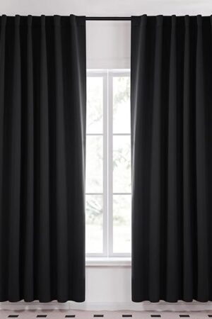 Deconovo Blackout Curtains 84 Inches Long, Black Blackout Curtains for Bedroom - 2 Panels, 52x84 Inch, Room Darkening Curtains for Living Room, Back Tab and Rod Pocket Black Curtains