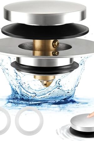 Bathtub Drain Stopper, Tub Stopper/Bathtub Plug for Tip Toe/Trip Lever/Lift&Turn Tub Drains, Bath Tub Drain Stoppers Designed for 1.5"-1.72" Drain Hole w/3 O-Rings,Chrome Plated