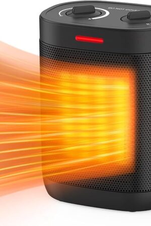 1500W Space Heaters for Indoor Ues, Electric Portable Heater with Thermostat, 3 Modes, Multiple Protection, Small Heater Safety for Home Office Quiet