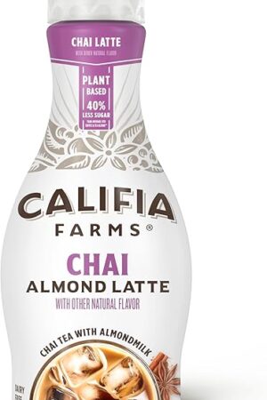 Califia Farms - Chai Tea Almond Milk Latte, 48 Oz, Plant Based, Vegan, Gluten Free, Non GMO, Chai Tea, Almond Latte