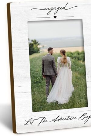 Engagement Couples Newlyweds Picture Frame 4x6, Engagement Gifts for Couples, Just Engaged Gift, Wedding Gifts for Newlyweds Bride Groom, Engaged Couple Picture Photo Frames for Desk Decor
