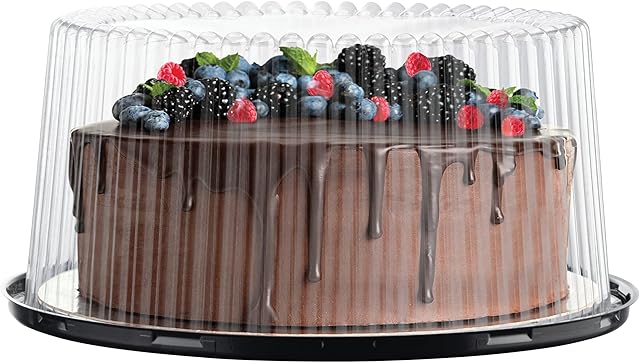 10-11" Plastic Disposable Cake Containers Carriers with Dome Lids and Cake Boards | 3 Round Cake Carriers for Transport | Clear Bundt Cake Boxes/Cover | 2-3 Layer Cake Holder Display Containers