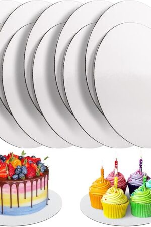 10 Pcs Cake Boards, White Cake Boards 10 inch Round, Food-graded Cardboard Cake Rounds Cake Base, Waterproof and Oil-proof Cake Boards for Cake DIY, Dessert and Crafts Display(White)