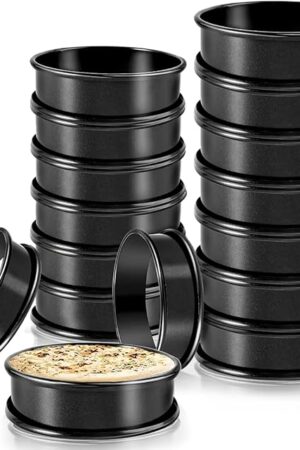 Crumpet Rings, 16Pack Nonstick English Muffin Ring, Outer diameter 4 Inch+3.3Inch Upgrade Stainless Steel Double Rolled Tart Rings. More Convenient to Take the Food of The Bakery Ring Mold.