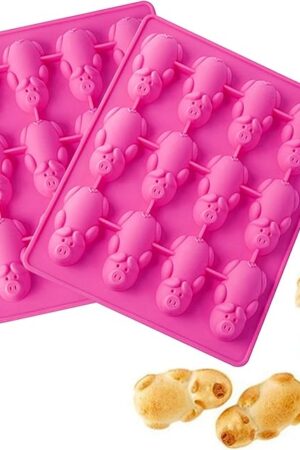 2 PCS Piggy Silicone Moulds, Pink Piggy Cake Mould Chocolate Mould, Silicone Little Pig Baking Pan for Cookies, Ice, Fudge, Jelly