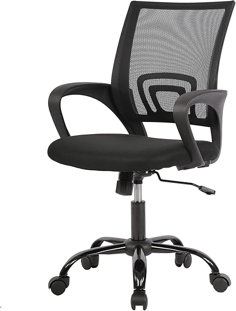 PayLessHere Office Computer Chair Ergonomic Cheap Desk Chair Adjustable Comfortable Mid Back Task Rolling Swivel with Lumbar Support for Home Office (Pack of 1, Black)