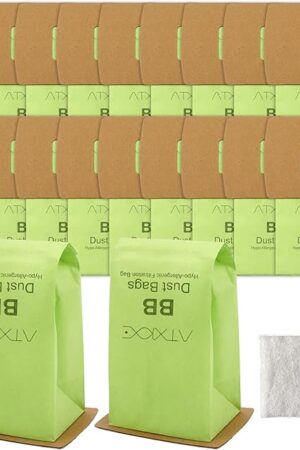 20 Pack Type BB Canister Bags Replacement Fit for Oreck XL Canister Vacuum bags Buster B,PKBB12DW BB180 BB280 BB850 BB870 BB900 BB1000 MV160 with 2 Motor Filter BM04 Kit