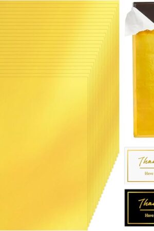 120 PCS Chocolate Bar Wrappers with Thank You Stickers, 6" x 7.5" Gold Foil Sheets with Thick Paper Backing Candy Wrappers for Homemade Candy, Granola bar, Holiday Gift