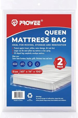 2 PK Queen Mattress Bags for Moving Storage,Mattress Bag for Disposal, Mattress Storage Bag Queen Mattress Cover for Moving