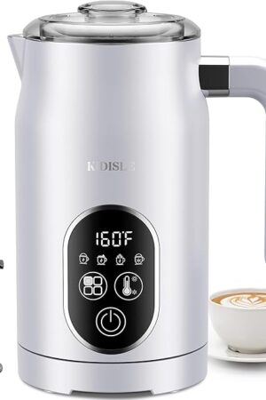 4-in-1 Electric Milk Frother and Steamer with Auto Temperature Control, Warm & Cold Foam Maker, Fast Frother for Coffee, Latte, Hot Chocolate, Cappuccino, Macchiato, White