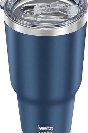 WETOWETO 30oz Tumbler with Lid, Stainless Steel Vacuum Insulated Water Coffee Tumbler, Double Wall Powder Coated Travel Mug Thermal Cup for Home Outdoor (Navy Blue, 1 Pack)