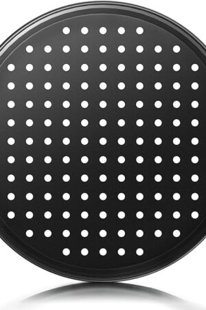12 Inch Pizza Pan with Holes, Nonstick Pizza Tray for Oven, Round Perforated Carbon Steel Pizza Baking Pans Pizza Bakeware for Home Restaurant Kitchen Baking