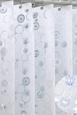 WELTRXE EVA 8G Bathroom Shower Curtain Liner, 72x72 Inch 3D Frosted Bubble Heavy Duty Waterproof Shower Curtain Liner with Magnets Thick Plastic Shower Curtains, 12 Hooks