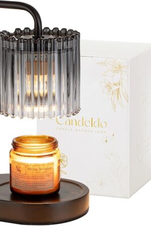 Candle Warmer Lamp with Timer: Black Candle Warming Lamp with 2 Bulbs Height Adjustable Wax Melt Warmer Dimmable Modern Dorm Bedroom Decor Gift for Women