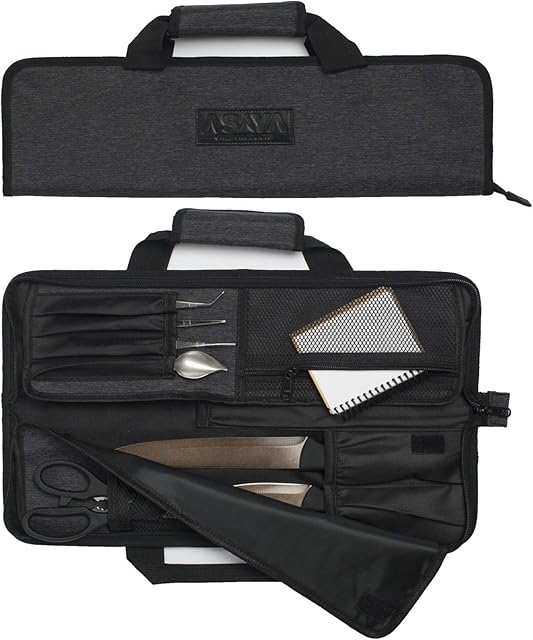 Asaya Chef Knife Roll Bag 12 Pockets Nylon Perfect for the Traveling Chef