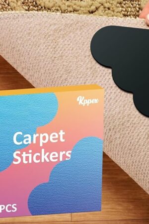 [12 Pack] Rug Pad Gripper, Double Sided Non-Slip Rug Pads Rug Tape Stickers Washable Area Rug Pad Carpet Tape Corner Side Gripper for Hardwood Floors and Tile