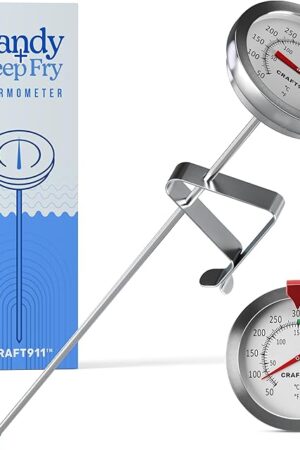 Candy Thermometer with Pot Clip - Deep Fry Oil Thermometer for Frying and Candle Making