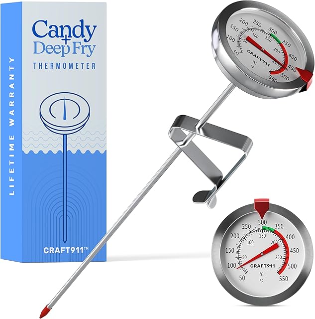 Candy Thermometer with Pot Clip - Deep Fry Oil Thermometer for Frying and Candle Making