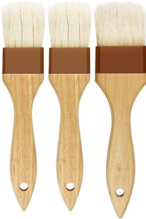 6 Pieces Pastry Brushes Basting Oil Brush with Boar Bristles and Beech Hardwood Handles for Spreading Butter Cooking Baking BBQ Oil Brush(1 inch, 1.6 inch, 3 inch)