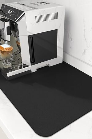 WISELIFE Coffee Mat Super Absorbent Dish Drying Mat Coffee Bar Accessories Match with Machine Large Drying Mats for Kitchen Counter 12" W x 19" L, Black