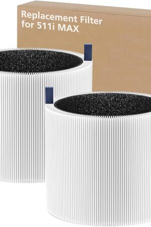511i MAX Replacement Filter Compatible with BLUEAIR Blue Pure 511i Max Air Purifi-er, 3-IN-1 H13 True HEPA Filter and Activated Carbon Filtration System, White(2 Pack)
