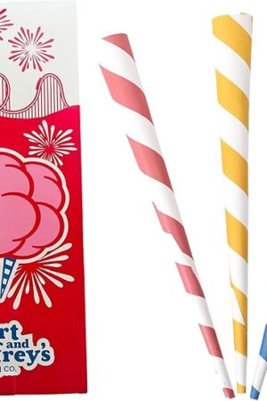 Colorful Cotton Candy Cones (30 Count), Candy Making Supplies Paper Product, With, Colorful Swirls, Long And Wide