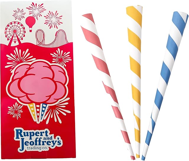 Colorful Cotton Candy Cones (30 Count), Candy Making Supplies Paper Product, With, Colorful Swirls, Long And Wide