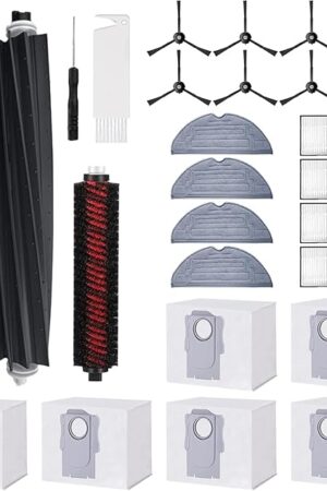 26 PCS Replacement Parts for Roborock S8 Pro Ultra Vacuum Cleaner Accessories Kit (1 Set Main Brush, 1 Self-Rolling Brush, 4 HEPA Filters, 8 Side Brushes, 4 Mop Cloth Pads, 6 Dust Bags, 2 Tools)