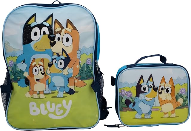 BLUEY 16" Blue Backpack Set Travel Bag for Girls & Boys