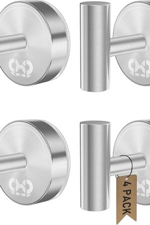 4Pcs Suction Cup Hooks for Shower & Glass Window - Heavy Duty No Drill Bathroom Suction Hooks for Towels, Coat, Robes, Loofah -Brushed Nickel
