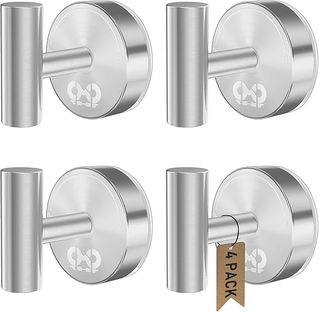 4Pcs Suction Cup Hooks for Shower & Glass Window - Heavy Duty No Drill Bathroom Suction Hooks for Towels, Coat, Robes, Loofah -Brushed Nickel