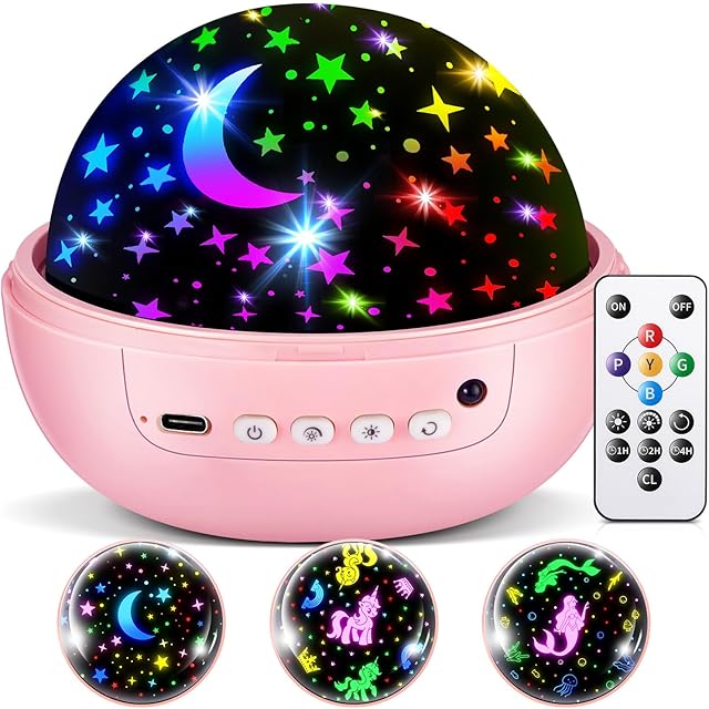 COOLNIGHT Kids Night Light Projector with 3 Films, Star Projector for Kids