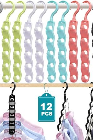 Closet Organizers and Storage,Upgraded Organization and Storage Clothes Hanger,12 Pack College Dorm Room Essentials,Sturdy Closet Organizer Home Essentials Space Saving Hangers for Thick Clothe