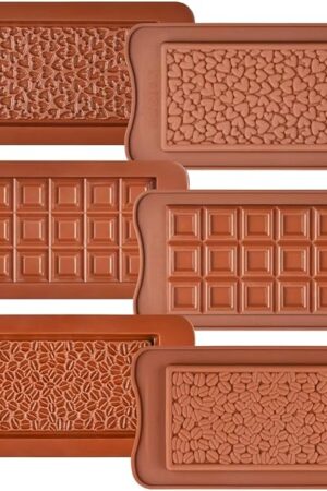 Chocolate Bar Molds - Silicone, Non-Stick, Pistachio & Milk Chocolate - 2 of Each - Set of 6