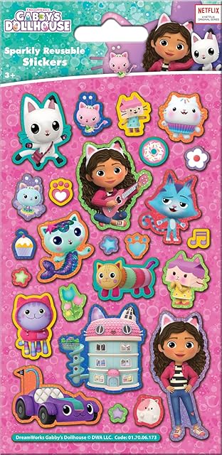 The Gabby's Dollhouse Sparkly Reusable Stickers Official Licensed Product