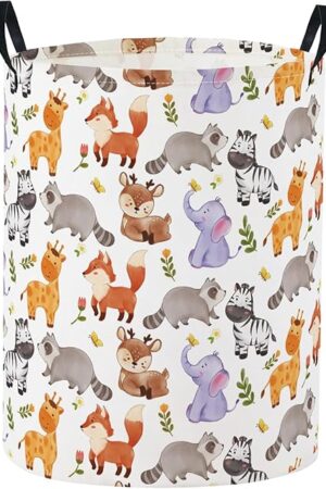 Baby Laundry Basket Baby Nursery Hamper Kids Laundry Basket Toy Storage Bin for Boys Room Decor Gift Baskets for Bedroom Bathroom(Animal)