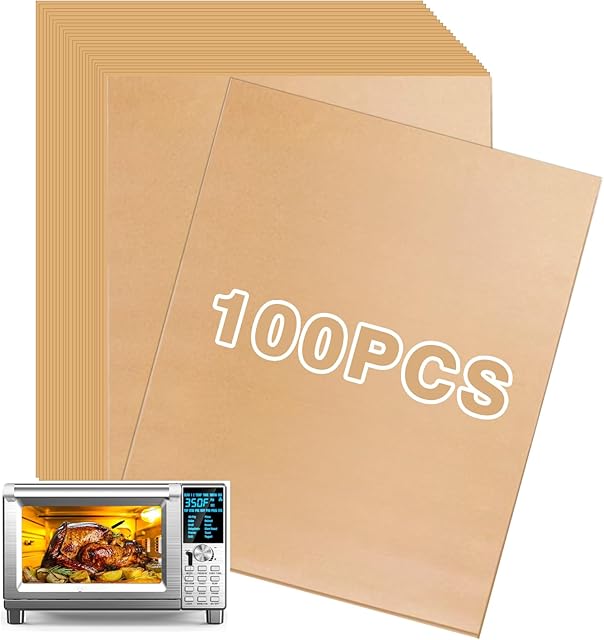 Air Fryer Liners Disposable,100PCS Parchment Paper Sheets Compatible with Nuwave Bravo Air Fryer Toaster Smart Oven, Air Fryer Accessories for Nuwave 12-in-1 30qt Oven