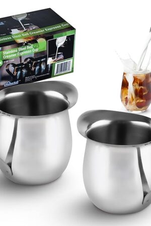 EHOMEA2Z Stainless Steel Bell Creamer Espresso Shot Frothing Pitcher Cup Latte Art (2, 3 Oz)