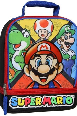 Bioworld Super Mario With Yoshi Toad Luigi Soft Dual Compartment Insulated Lunch Box
