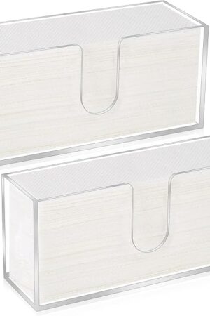 2Pcs Acrylic Paper Towel Dispenser, Paper Towel Holder Countertop Clear Multi Trifold Napkin Holder, Suitable for Z-fold, C-fold or MultiFold Paper Towels for Bathroom, Toilet, Kitchen