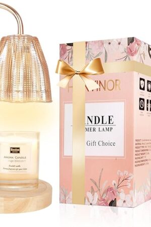 Candle Warmer Lamp with Timer & Dimmer, Candle Warmer Height Adjustable, Fits All Jar Scented Candles, Candle Lamp with 3 Bulbs, Charming Gift Box with Ribbon for Gifting