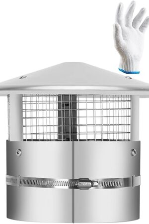 7Inch Round Chimney Cap,Adjustable Roof Cap for Vents,Chimney Cap with Screen in Stainless Steel,Round Rain Cap for All-Round Chimney Protection,Round Roof Rain Chimney Cover,7 Inch Round Chimney Cap