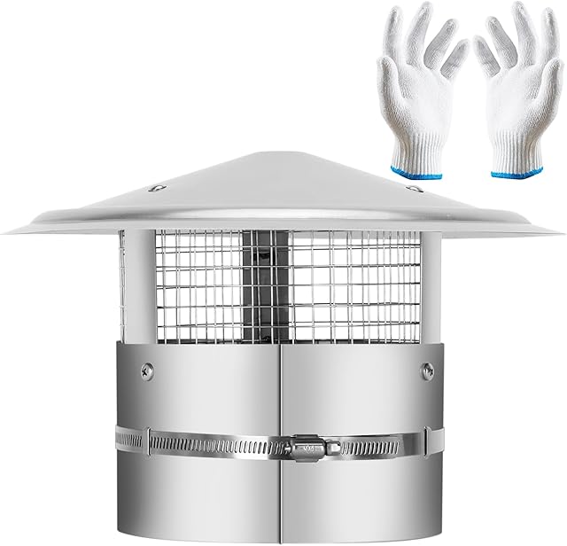 7Inch Round Chimney Cap,Adjustable Roof Cap for Vents,Chimney Cap with Screen in Stainless Steel,Round Rain Cap for All-Round Chimney Protection,Round Roof Rain Chimney Cover,7 Inch Round Chimney Cap