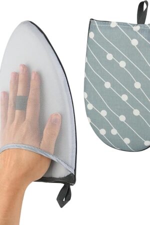 Beautyflier Steamer Ironing Gloves, Steaming Mitt Anti Steam Mini Handheld Ironing Pad Board, Heat Resistant Steamer Hand Protector, Set of 2 Garment Steamer Accessories for Clothes, Blue