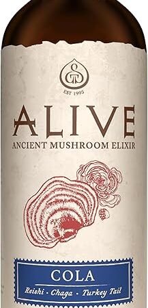 ALIVE Mushroom Elixir - Cola Flavor - 16 fl oz Bottle - Sparkling Adaptogen Drink for Mental Clarity, Focus, and Balanced Mood